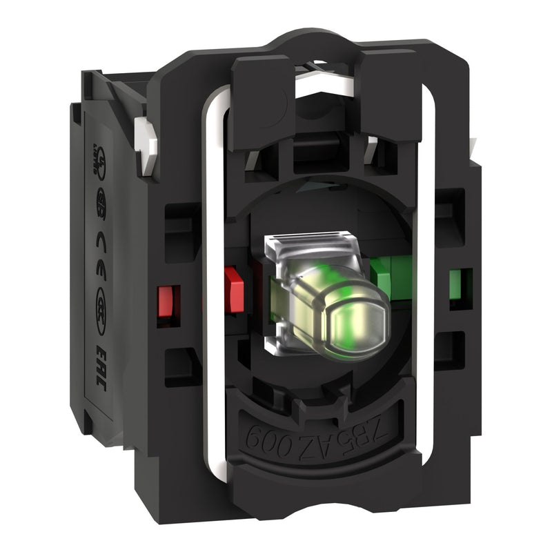 Schneider Electric - Lampenfassungsblock für Befehls- und Meldegeräte Hilfsschalterblock ZB5AW0B15 1S 1Ö m.LED-M ws 24V