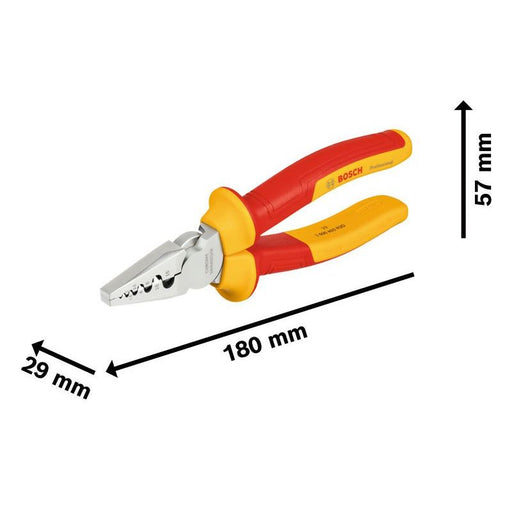 Bosch - Presswerkzeug Kabelschuhe/Verbinder, Aderendhülsen, Schirmanschluss VDE-Crimpzange 180 mm 1600A02NE6