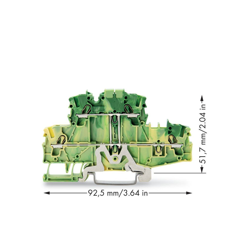 WAGO - Schutzleiter-Reihenklemme Doppelstockklemme 2002-2707/999-950 2,5 mm²,grün-gelb − 50 Stück