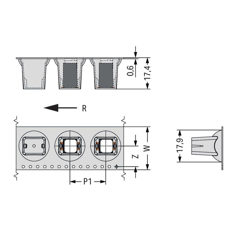 WAGO GmbH & Co. KG - Leiterplattenklemme SMD-Leiterplattenklemme 20861105700000900000 Drücker,1,5mm²,sw − 1890 Stück