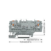WAGO GmbH & Co. KG - Durchgangs-Reihenklemme 2-Leiter-Durchgangsklemme 2202-1901 2,5mm²,grau − 50 Stück