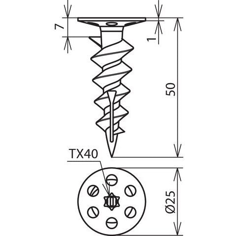 DEHN - Zubehör/Ersatzteile für Erdung und Blitzschutz Hartschaumplatten-Dübel HSPD HS4.5 L50 PA L50mm PA