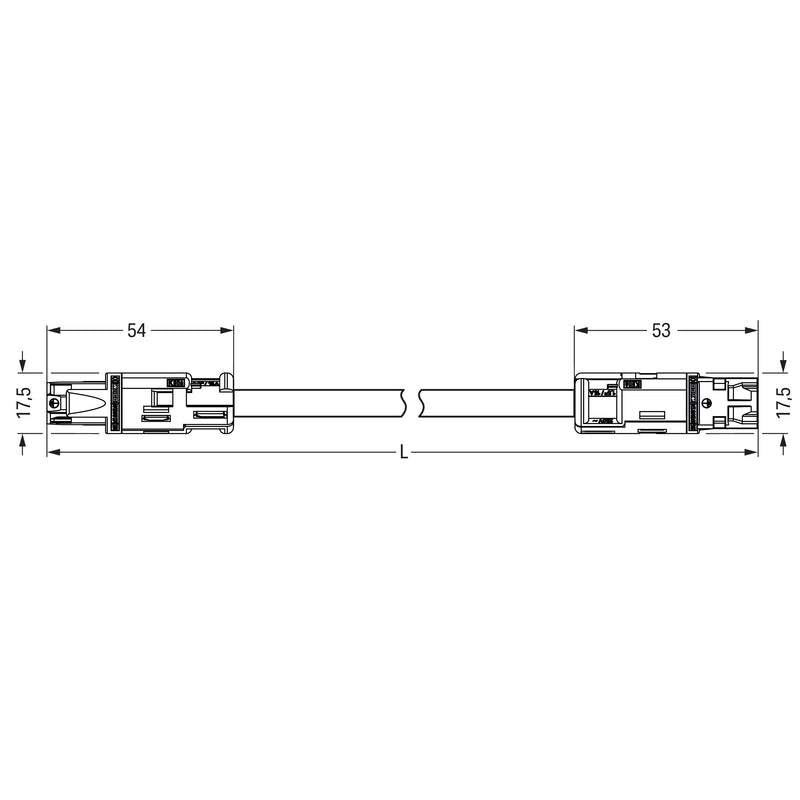 WAGO - Konfektionierte Leitung für steckbare Gebäudeinstallation konfekt.Verbindungsleitung 774-9993/007-101 Eca,Buchse Stecker