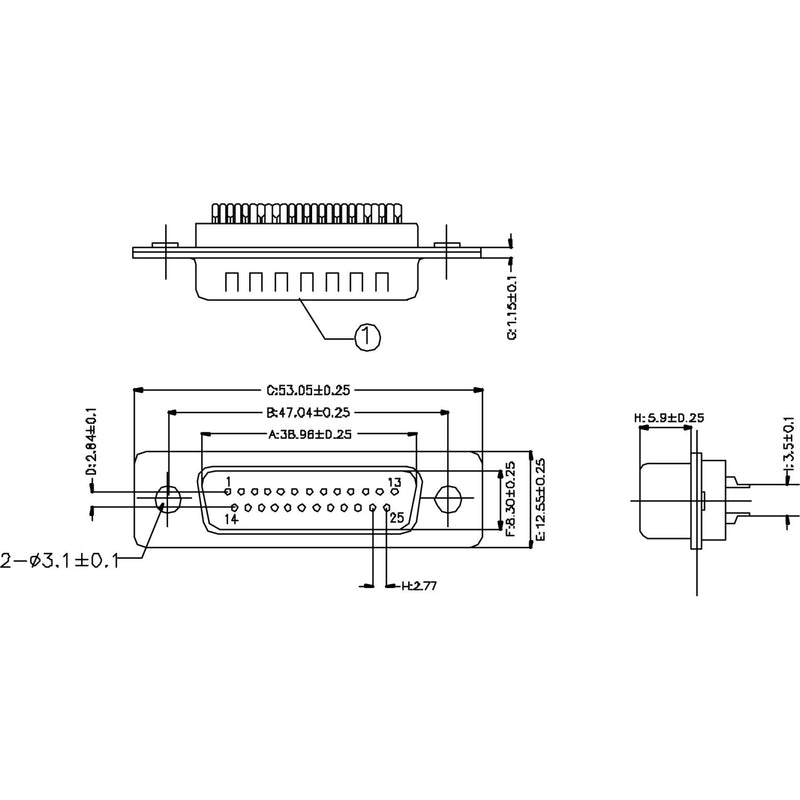 EFB-Elektronik - D-Sub-Steckverbinder D-Sub Stecker 25-pol. 28661.1