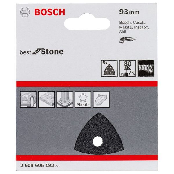 Bosch - Schleifpapier/Schleifvlies PRO F355 Schleifblatt, 93 2608605192 mm, G80, 5-tlg