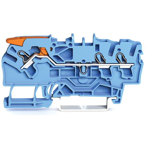 WAGO GmbH & Co. KG - Durchgangs-Reihenklemme 3-Leiter-Durchgangsklemme 2102-1304 2,5qmm, blau − 50 Stück