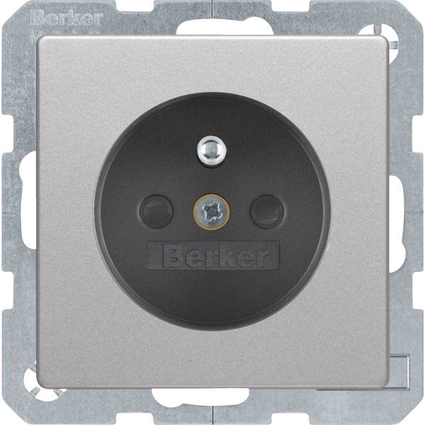 Berker - Steckdose alu/samt 6765766084 mit Schutzkontakt