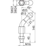 DEHN - Festpunkt für EuK-Vorrichtung Kugelfestpunkt KFP 25 W45 M16 45SSM D 25mm 45Grad abgew