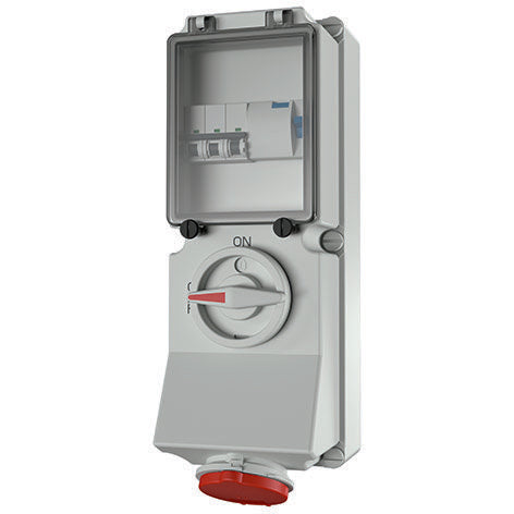 Mennekes - CEE-Steckdose abschaltbar, abgesichert (IEC 60309) Wanddose DUO 7233 32A,5p,6h,400V,IP44