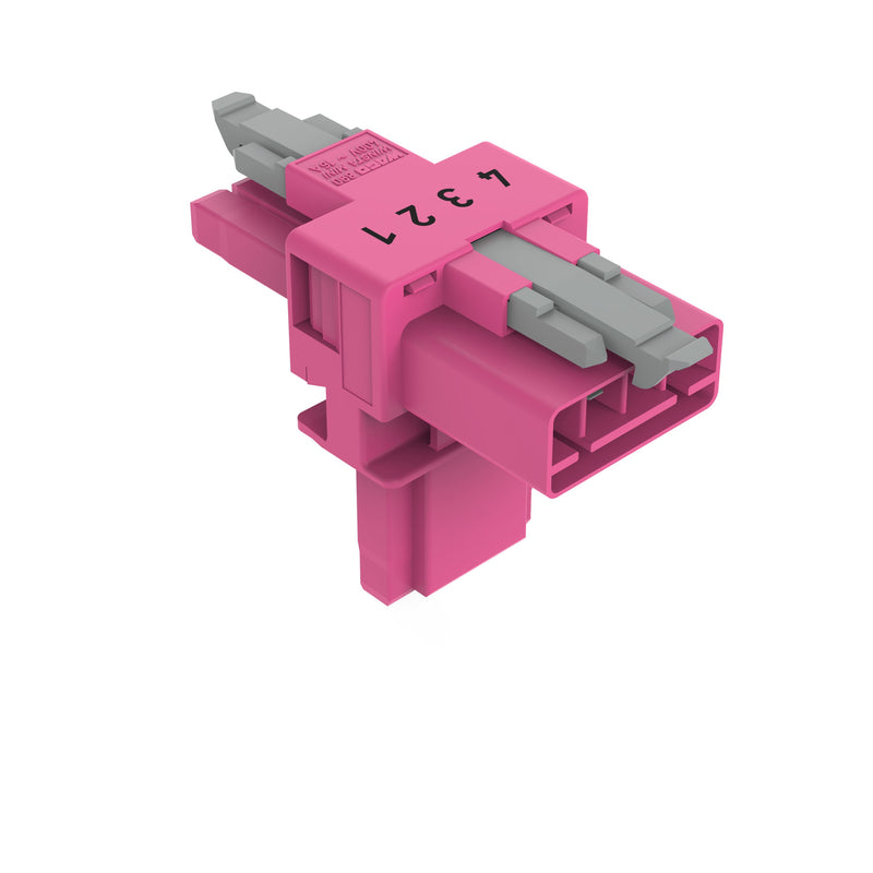 WAGO - Kompaktverteiler für steckbare Gebäudeinstallation T-Verteiler 4-polig 890-1733 Kod. B,pink − 25 Stück