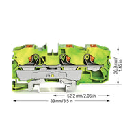 WAGO - Schutzleiter-Reihenklemme 3-Leiter-Schutzleiterkl. 2210-1307 10qmm, grün-gelb − 25 Stück
