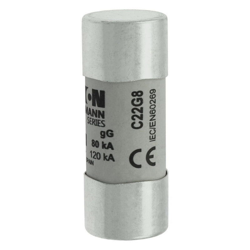Eaton - Zylindrische Sicherung Sicherungseinsatz Nieders. CYL GG 22,#C22G8S 8A AC 690V 80kA − 10 Stück