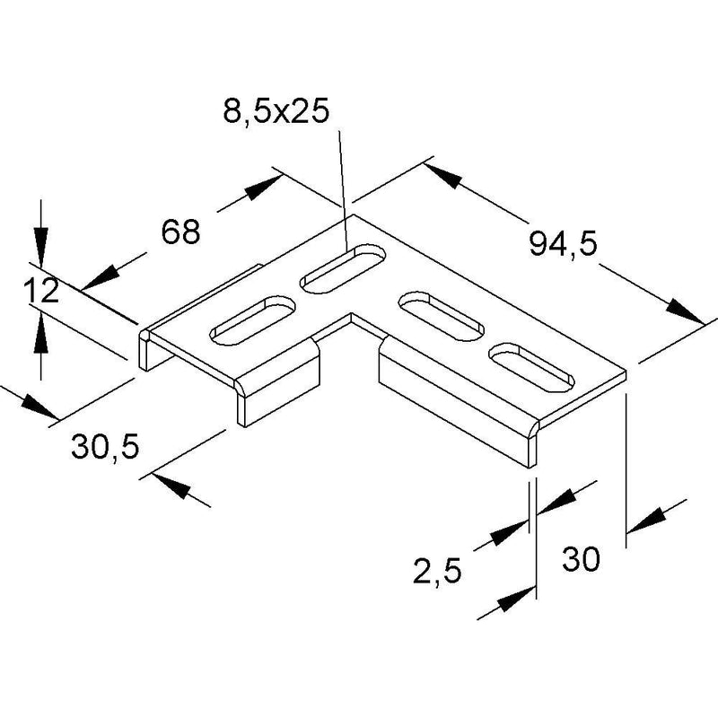 Niedax - Verbinder für Stiel/Profilschiene Winkel-Verbindung WVL 30 − 100 Stück