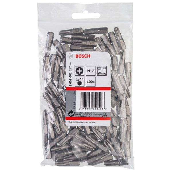 Bosch - Bit Schrauberbit Extra-Hart PH 2607001517 3, 25 mm, 100er-Pack