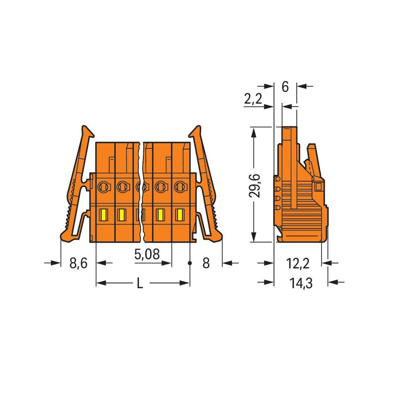 WAGO - Kabelsteckverbinder für Leiterplattensteckverbinder 1-Leiter-Federleiste 231-313/037-000 CAGECLAMP,2,5mm²,or − 25 Stück
