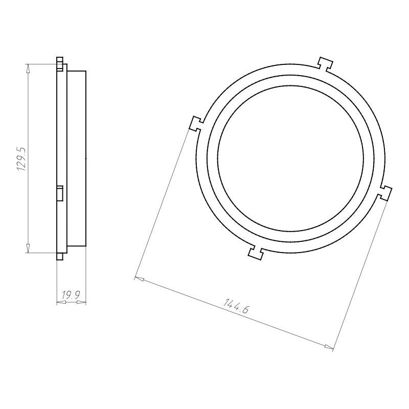 Kaiser - Zubehör/Ersatzteile für Leuchteneinbaugehäuse Frontteil HaloX 100 1281-10 DA vario für O-Beton