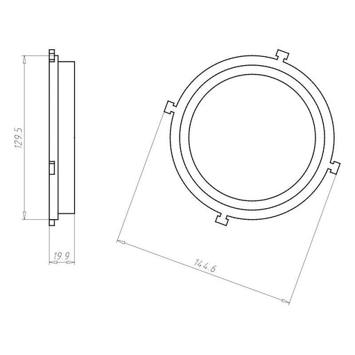 Kaiser - Zubehör/Ersatzteile für Leuchteneinbaugehäuse Frontteil HaloX 100 1281-10 DA vario für O-Beton