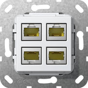 Gira - Einsatz/Abdeckung für Kommunikationstechnik Modular Jack RJ45 Cat6A 569803 rws 4fach