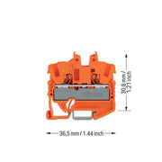 WAGO - Durchgangs-Reihenklemme 2-LeiterMini-Durchgangskl. 2252-1202 Drücker,2,5 mm²,or − 100 Stück