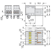 WAGO - Kabelsteckverbinder für Leiterplattensteckverbinder 1-Leiter-Stiftleiste 734-324/018-000 1,5mm²,lichtgrau − 10 Stück