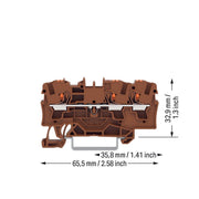 WAGO - Durchgangs-Reihenklemme 3L-Durchgangsklemme 2204-1301/000-014 4 qmm, br − 50 Stück