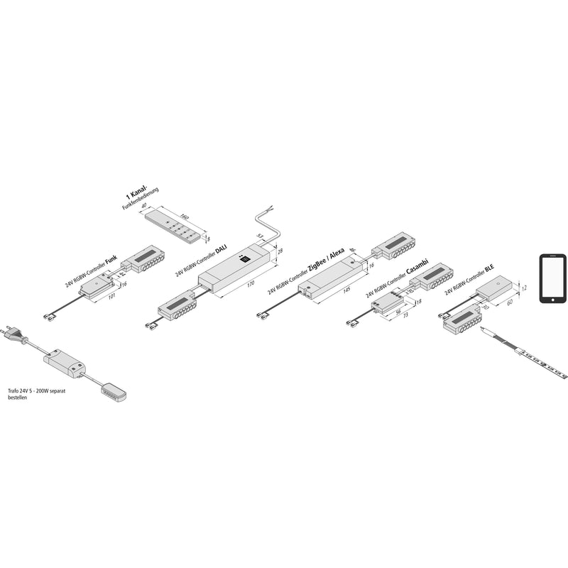 Hera - LED-Betriebsgerät RGBW-Controller 20805003053 Funk o.Fernbedienung  − 1 Stück