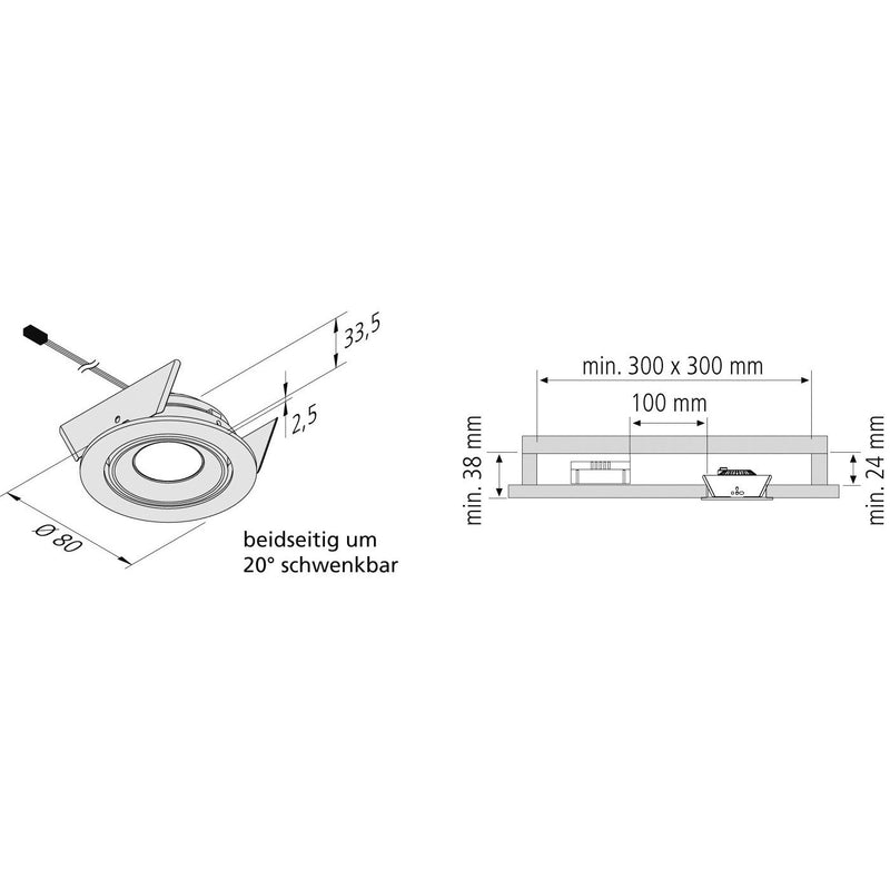 Hera - Downlight/Strahler/Flutlicht LED-Einbauleuchte 20202750106 chr/mt schwenkbar