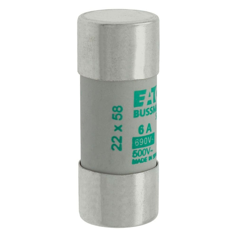 Eaton - Zylindrische Sicherung Sicherungseinsatz Nieders. CYLINDRICA#C22M6 6A AC 690V 80kA − 10 Stück