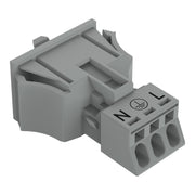 WAGO - Geräteanschluss für steckbare Gebäudeinstallation Snap-In-Stecker 890-753/060-000 3-polig,Kod. B,grau − 50 Stück