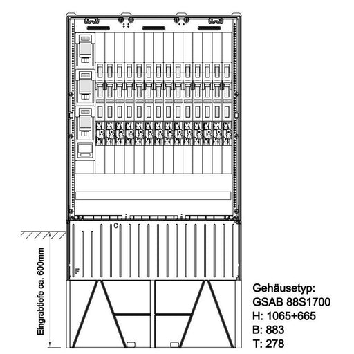 GSAB Elektrotechnik - Anschlussschrank Verteilersäule 88S17KLSL2-14LSL00