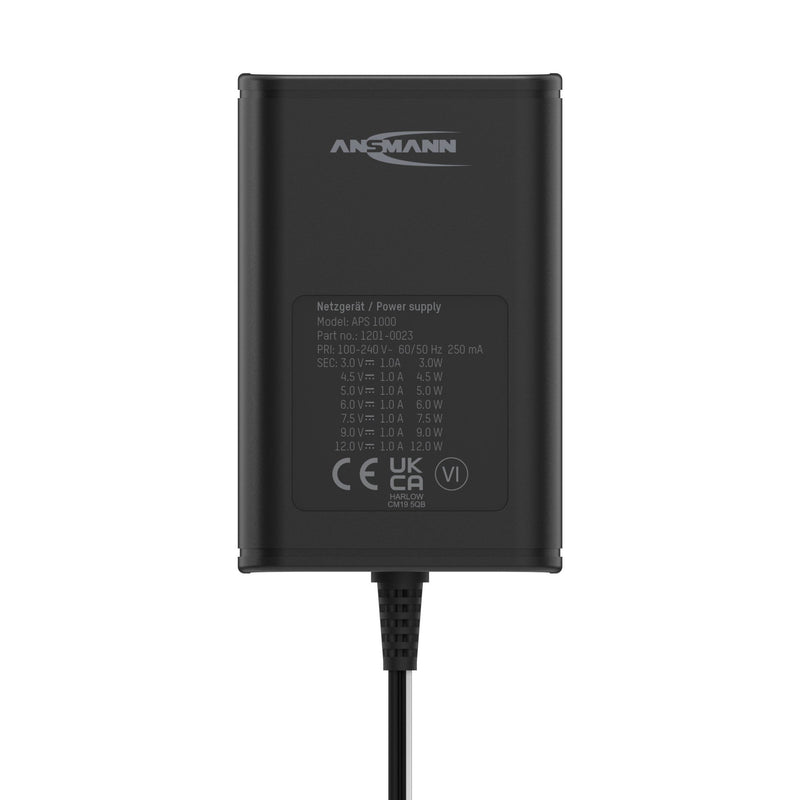 Ansmann - Netzgerät für Unterhaltungselektronik universal-Netzteil APS 1000 3-12VDC,max.1000mA