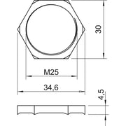 OBO Bettermann - Gegenmutter für Kabelverschraubung Gegenmutter 169 MSS M25 M25x1,5, CuZn, N − 50 Stück