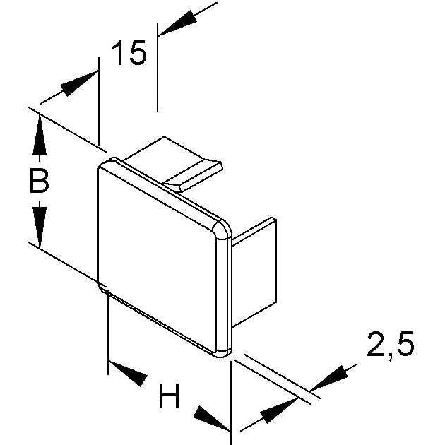 HKL - Endstück für Leitungsführungskanal Endstück cws E3030.6 30x30 RAL9001 − 20 Stück
