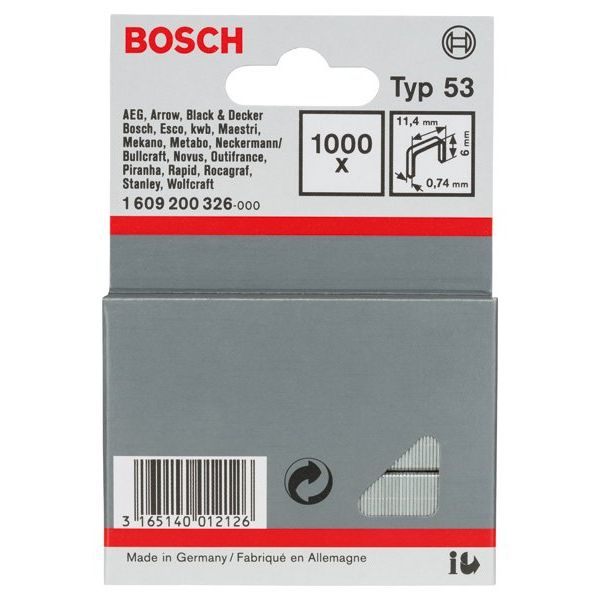 Bosch - Heftklammer Feindrahtklammer Typ 53, 1609200326 11,4 x 0,74 x 6 mm