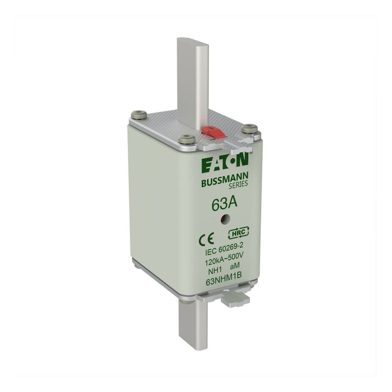 Eaton - Messersicherung Sicherungseinsatz Nieders. NH FUSE 63#63NHM1B 63A AC 500V 120kA − 3 Stück