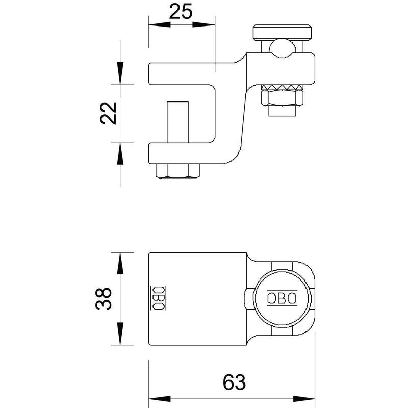 OBO Bettermann - Anschlussklemme für Blitzschutz Falzklemme 5004 DIN-FT 20 Fix-Kontakt