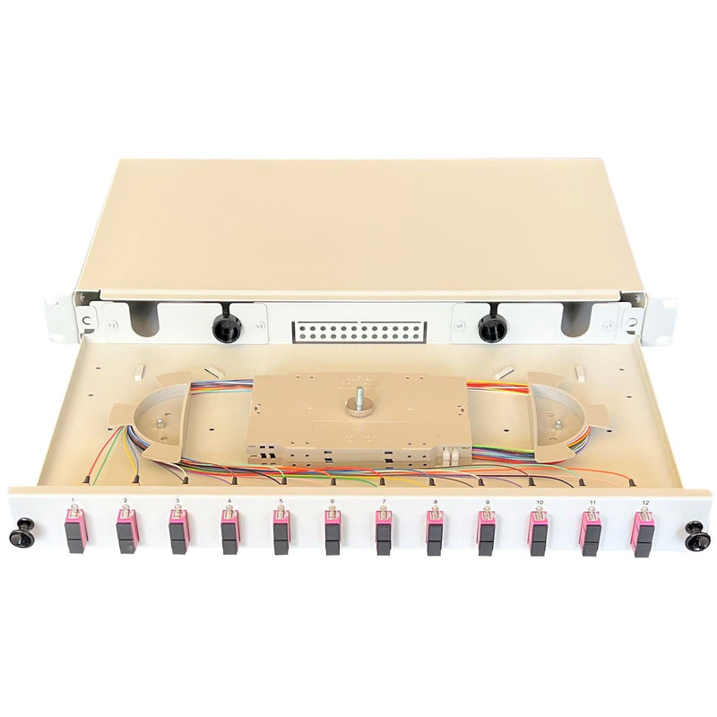Paschke - Patchpanel LWL Spleissbox ausziehbar 19" 443705VI-12SA 12x SCd OM4 PINK