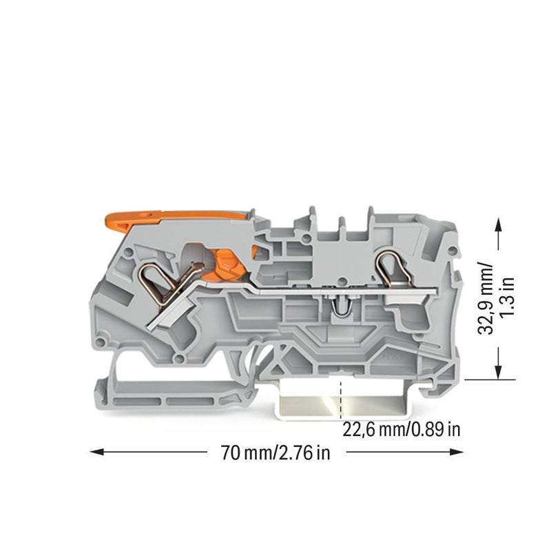 WAGO - Durchgangs-Reihenklemme Durchgangsklemme 2104-1201 2-Leiter, 4 qmm, gr − 50 Stück