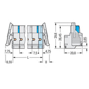 WAGO - Kabelsteckverbinder für Leiterplattensteckverbinder 2-Leiter-Federleiste 721-2211/037-000 CAGECLAMP,2,5mm²,lgr − 10 Stück