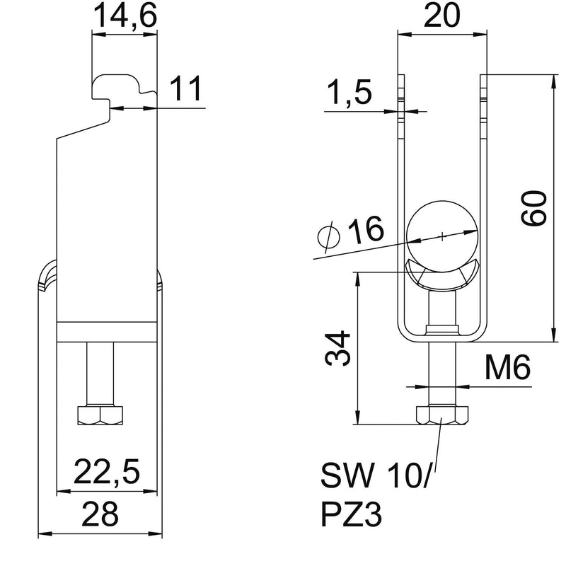 OBO Bettermann - Bügelschelle BS-N2-M-16 FT 2-fach − 50 Stück