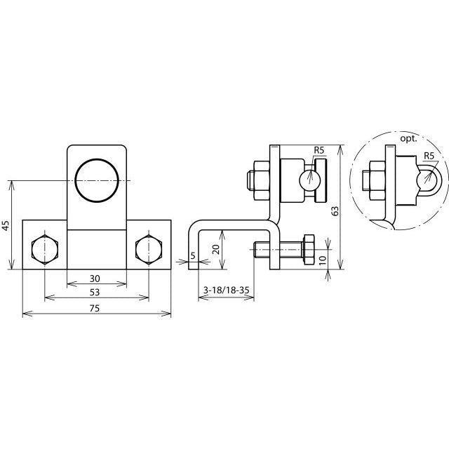 DEHN - Anschlussklemme für Blitzschutz Anschlussklemme AK 7.10 KSV S KBF18 für 18-35mm Verbind
