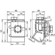 DEHN - Anschlussklemme für Blitzschutz Zweimet.-Dachrinnenklemme ZMDRKDUL810 #339157 Cu-St/tZn f.Rd8-10
