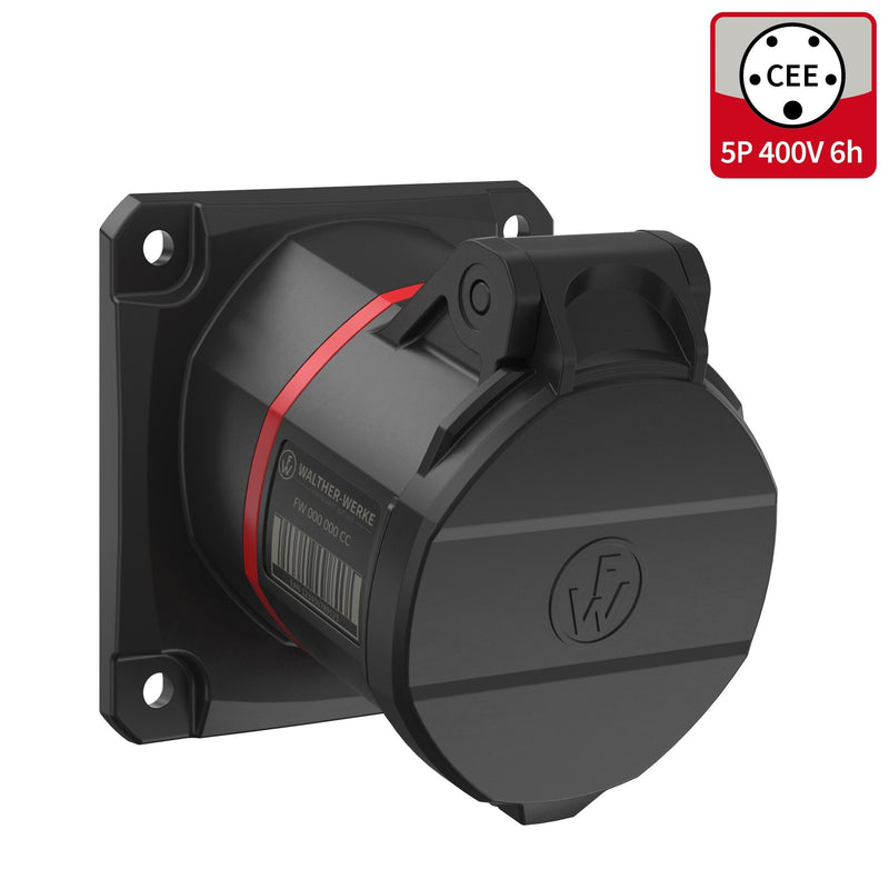 Walther Werke - CEE-Anbausteckdose (IEC 60309) CEE NEO Anbaudose schräg FW510506CC 16A 5P 6h IP54