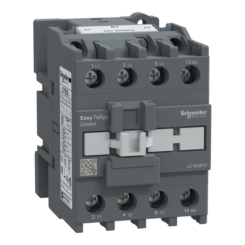 Schneider Electric - Leistungsschütz zum Schalten von Wechselstrom Leistungsschütz Easy TeSys LC1E3810B7 3P 38A 24VAC 50/60Hz