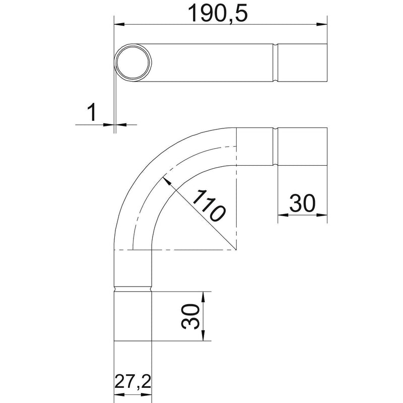 OBO Bettermann - Bogen für Installationsrohre Edelstahlrohrbogen SB25W A4 ohne Gewinde 25mm − 10 Stück