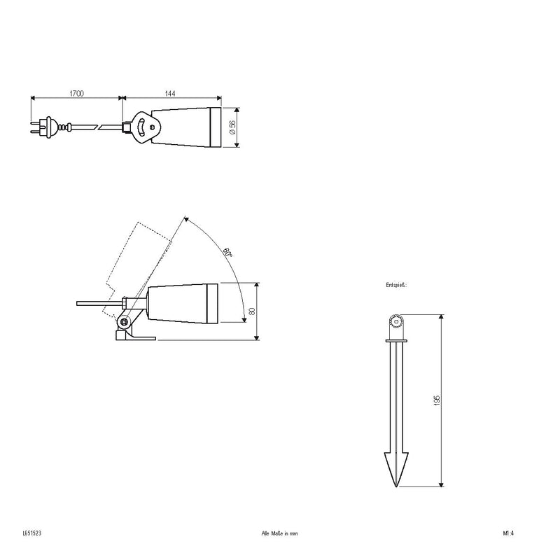 EVN Lichttechnik - Downlight/Strahler/Flutlicht Gartenspot GU10 L651523 1,7m Zuleitung
