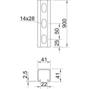 OBO Bettermann - Stiel/Profilschiene Montageschiene MS4141P0900FT HL41-41-900mm