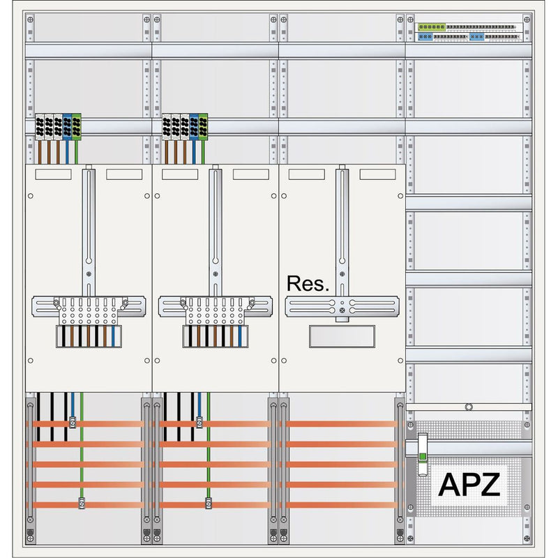 ABN - Zähler-Komplettschrank Zählerschrank S47ZA521 3Pkt 2Z 1R 1V 1APZ