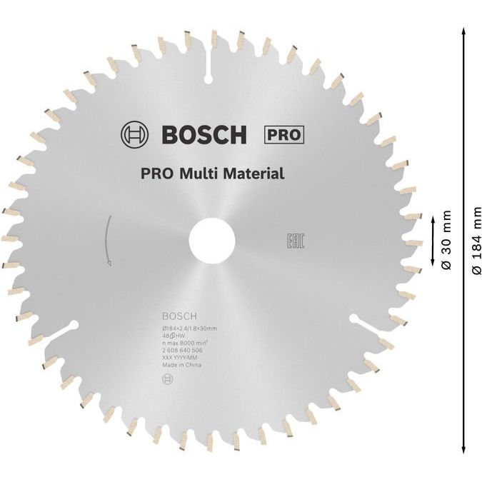 Bosch - Kreissägeblatt PRO Multi Material 2608640506 Kreissägeblatt 184 x