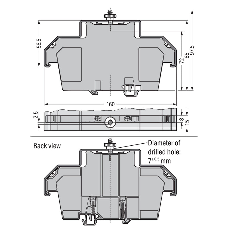 WAGO - Zubehör/Ersatzteile für Klemmen Abdeckprofilträger 709-154 L=1m 156x56,8mm